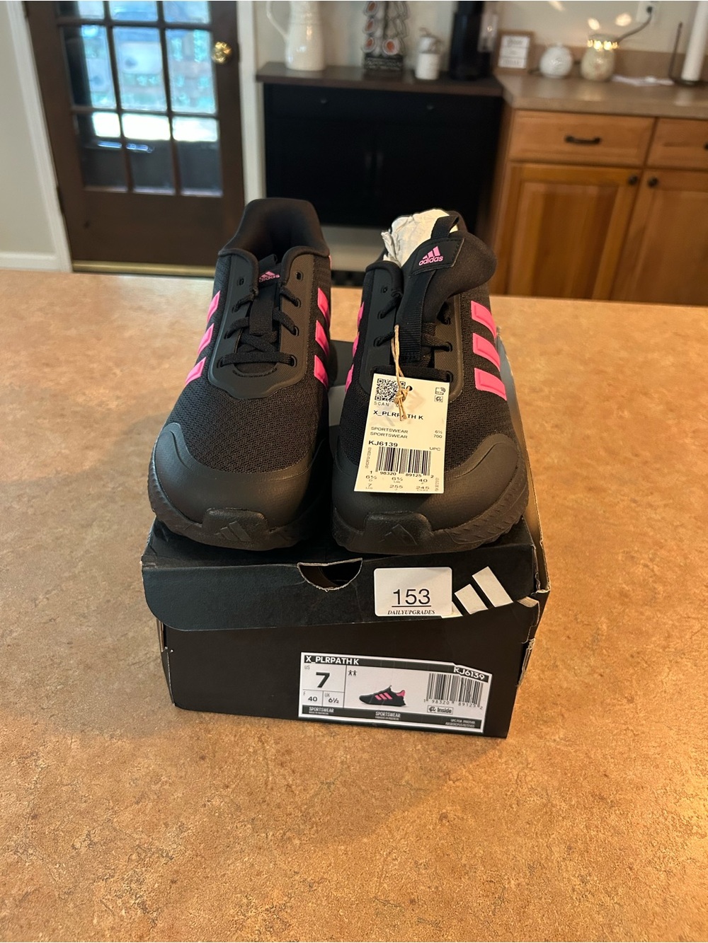 adidas Black Sneakers with Pink Accents